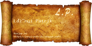 Lányi Patrik névjegykártya